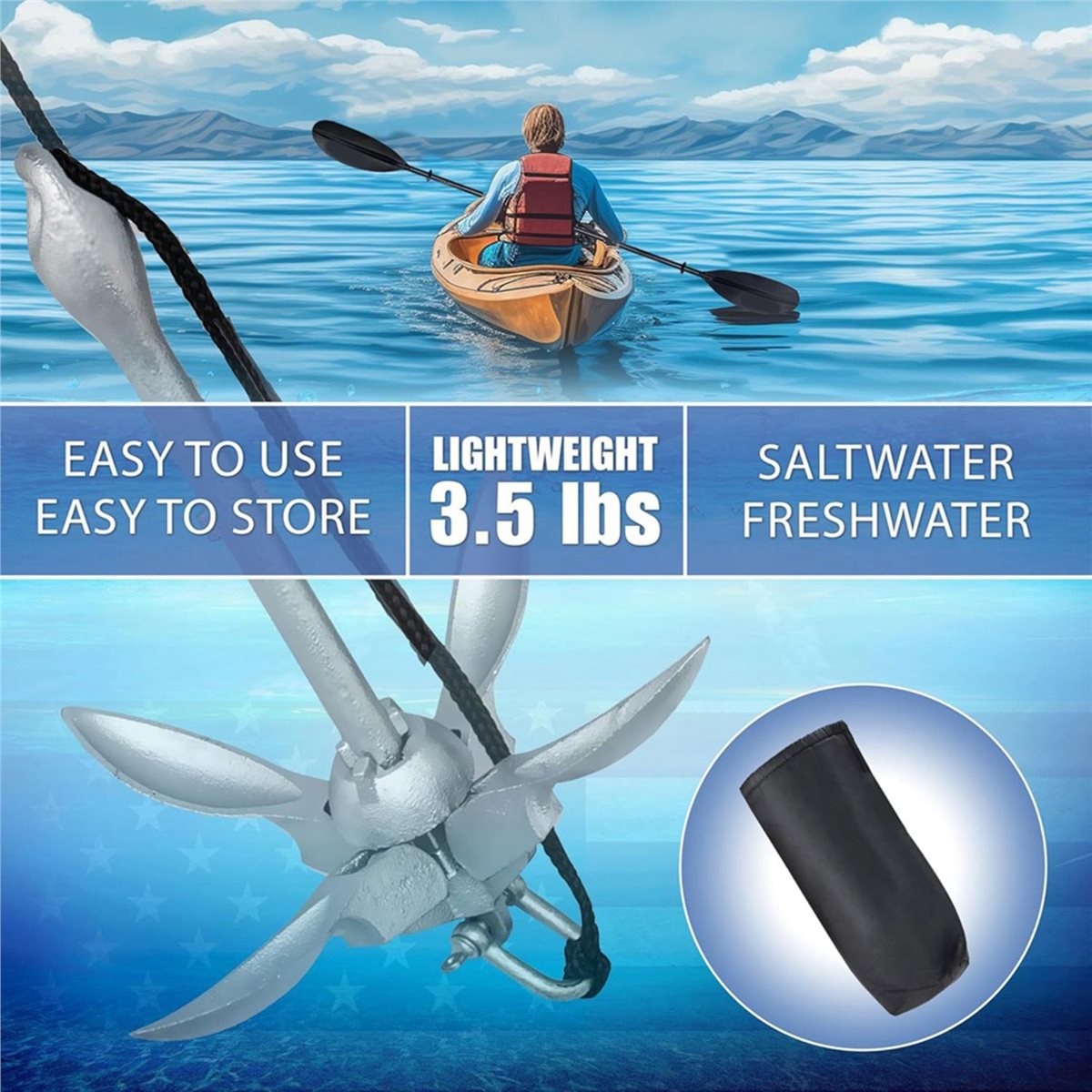 Fishing Kayak Anchor - Большая скидка! Якорь для каяка, комплект