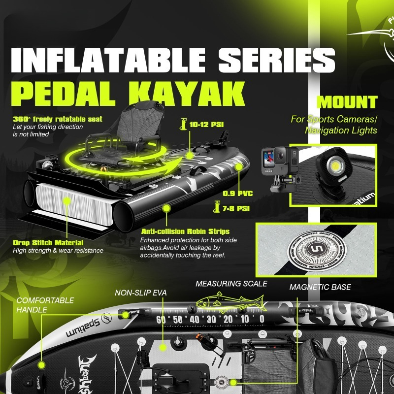 Надувной рыболовный каяк Spati – обзор и цена Fishing Kayak Pedal Drive
